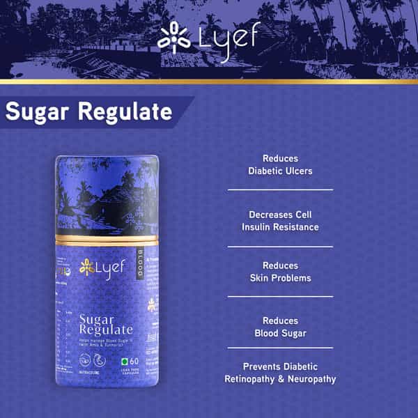 Lyef Sugar Regulate - Ayurveda Supplement To Support Healthy Blood Sugar Levels - 100% Veg)