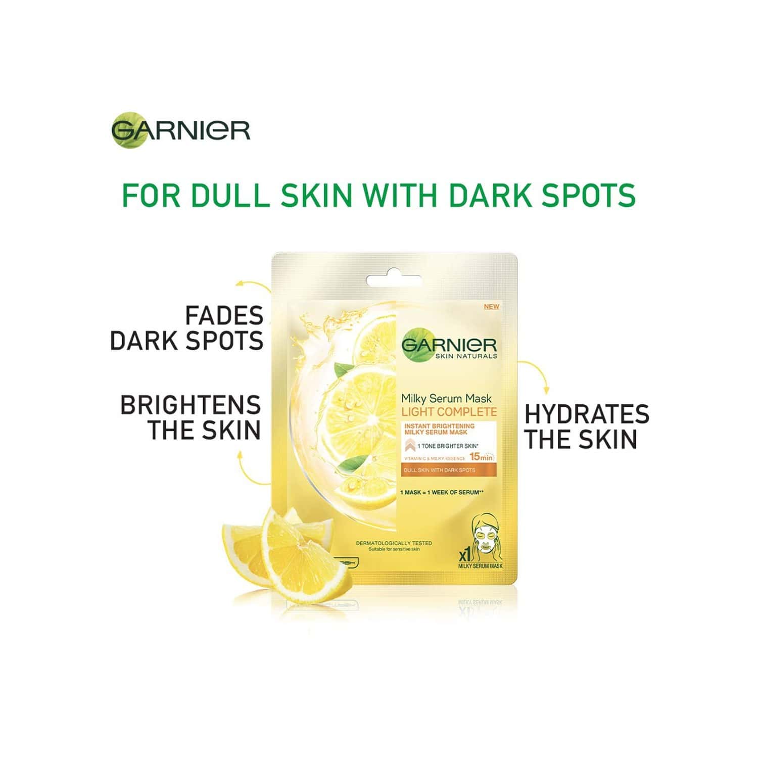 Buy Garnier Skin Naturals Light Complete (Yellow) Face Serum Sheet Mask Tube Of 30 G Online