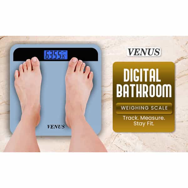 Venus (India) Electronic Digital Personal Bathroom Weight Machine | Upto 180Kg | Eps-2799-New-Black