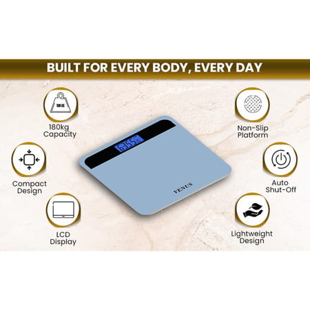 Venus (India) Electronic Digital Personal Bathroom Weight Machine | Upto 180kg | Eps-2799-New-Black