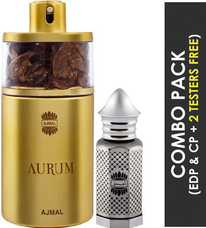 Ajmal Aurum Edp 75ml Perfume For Women And Asher Cp Oil Alcohol-Free Attar 12ml For Unisex