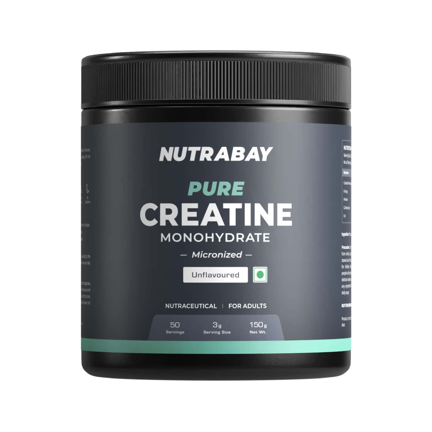 Nutrabay Pure Micronised Creatine Monohydrate Powder | Trustified Certified | 3g/serving - 150g