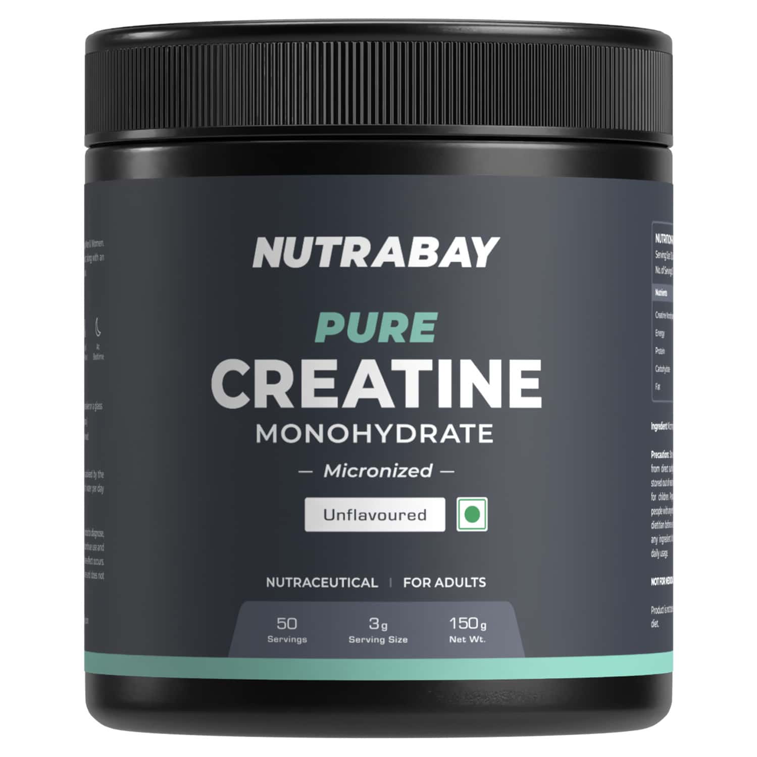 Nutrabay Pure Micronised Creatine Monohydrate Powder | Trustified Certified | 3g/serving - 150g