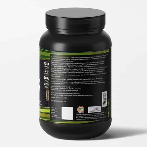 Inlife Muscle Mass Gainer With Whey Protein Powder Body Building Supplement (Chocolate 1Kg)