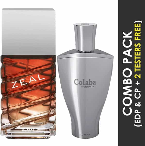 Ajmal Zeal Edp 100Ml Perfume For Men And Colaba Mukhallat Cp Attar 14Ml For Unisex