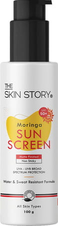 The Skin Story Moringa Spf50 Pa+++ Sunscreen | Uva Uvb Protection Sweat Resistant No White Cast 100g