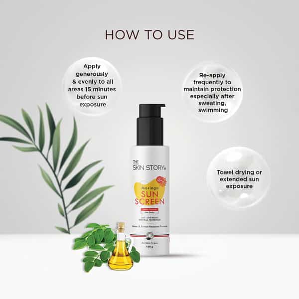 The Skin Story Moringa Spf50 Pa+++ Sunscreen | Uva Uvb Protection Sweat Resistant No White Cast 100G