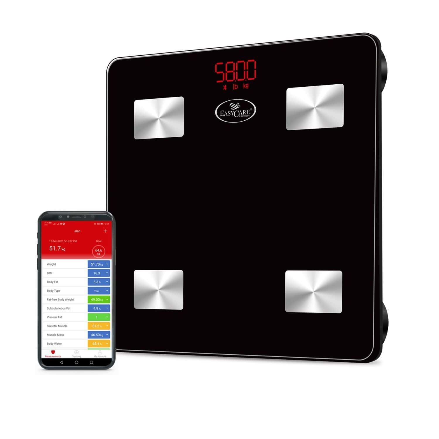 Easycare(Germantech)Smart Bluetooth Monitor Bmi Scale/ Fitness/Body/Fat Analyzer-Ec3141