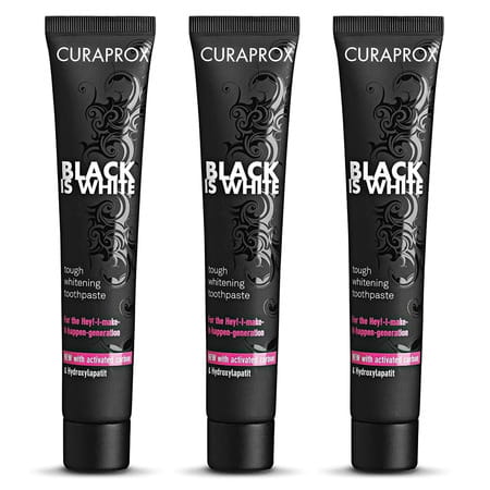 Curaprox Black Is White Charcoal Whitening Toothpaste 90ml Tube X Pack Of 3