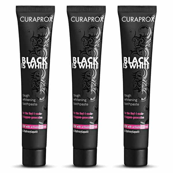 Curaprox Black Is White Charcoal Whitening Toothpaste 90Ml Tube X Pack Of 3