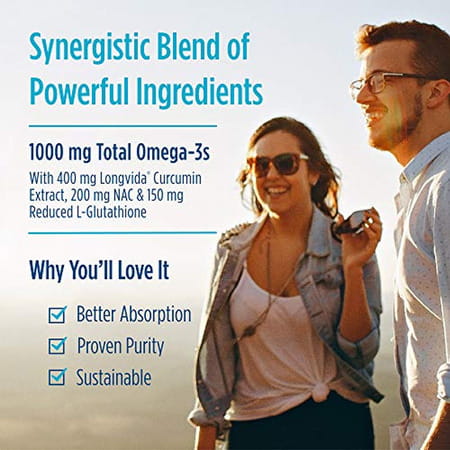 Nordic Naturals Omega Curcumin Omega 3 Fish Oil Epa Dha Optimized Curcumin L- Glutathione 60 Softgel