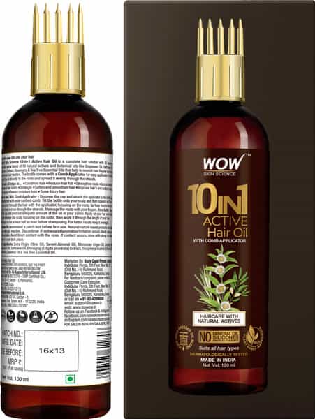 Wow Skin Science 10-In-1 Active Miracle Hair Oil With Comb - 100 Ml