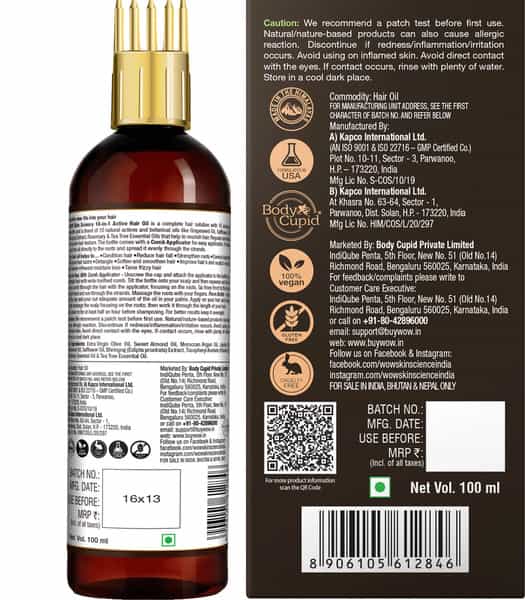 Wow Skin Science 10-In-1 Active Miracle Hair Oil With Comb - 100 Ml
