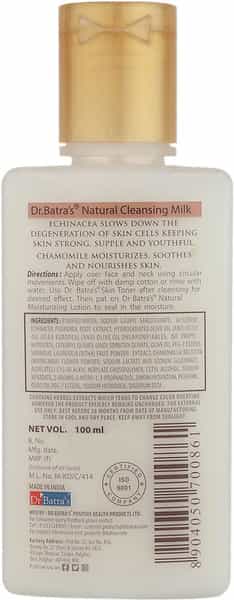 Dr Batra's Natural Cleansing Milk Enriched With Echinacea & Chamomile - 100 Ml