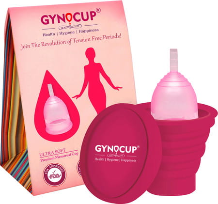 Gynocup Premium Menstrual Cup For Women Pink| Small Size With Sterilizer Container (Combo)