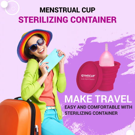 Gynocup Premium Menstrual Cup For Women Pink| Small Size With Sterilizer Container (Combo)
