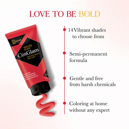 Cosglam Semi Permanent Hair Color | No Peroxide | Ammonia Free Hair Colour 23 Valentine Red - 120gm