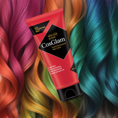 Cosglam Semi Permanent Hair Color | No Peroxide | Ammonia Free Hair Colour 23 Valentine Red - 120gm