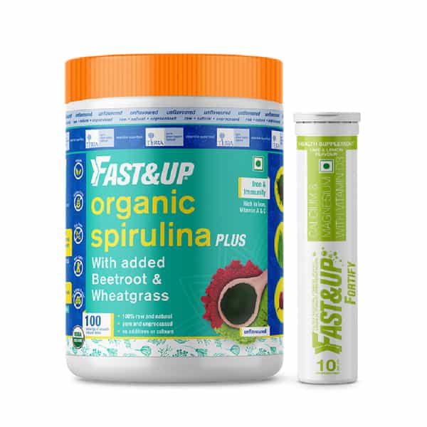 Fast&Up Organic Spirulina With Fortify (Iron & Bone Care) - 100 Servings