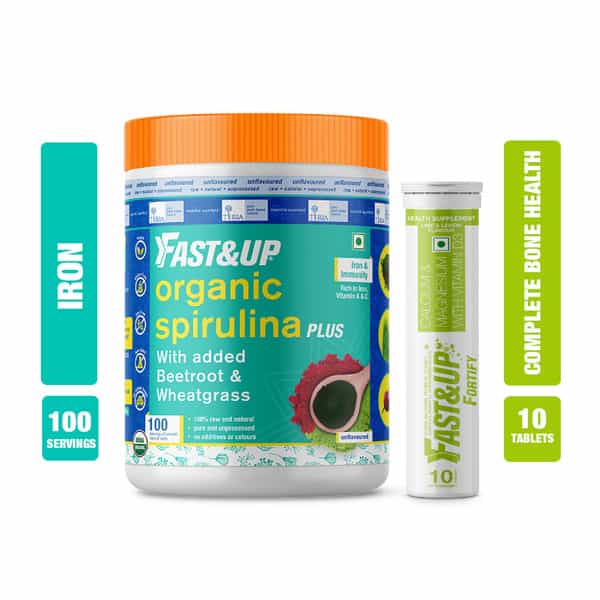 Fast&Up Organic Spirulina With Fortify (Iron & Bone Care) - 100 Servings