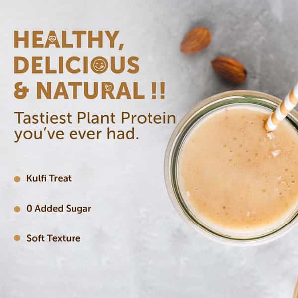Neuherbs True Plant Protein Powder With Omega 3 (Digestive Enzymes & Probiotics)|Kulfi Flavour|500Gm