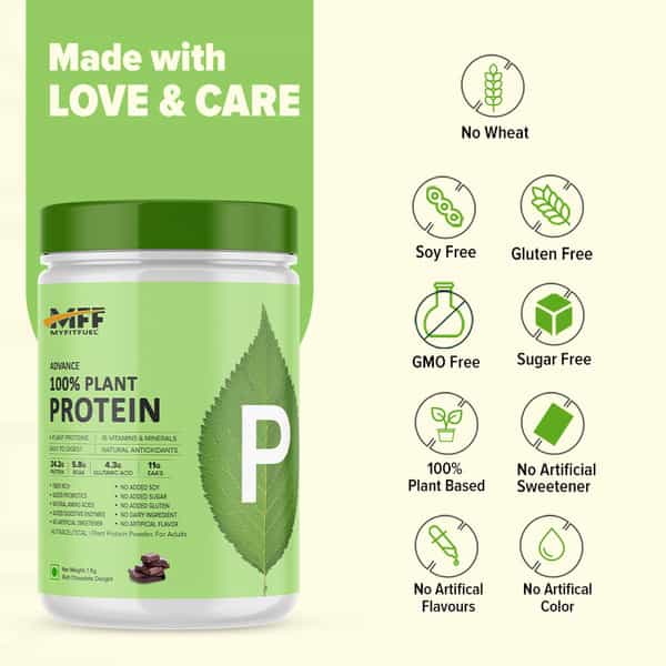 Myfitfuel Advance 100% Plant Protein (4 Proteins, 16 Vitamins Minerals, Easy To Digest) 500G Vanilla