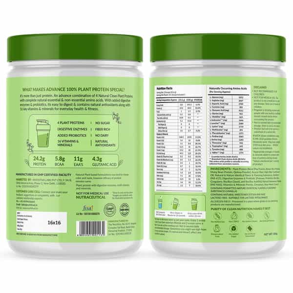 Myfitfuel Advance 100% Plant Protein (4 Proteins, 16 Vitamins Minerals, Easy To Digest) 500G Vanilla