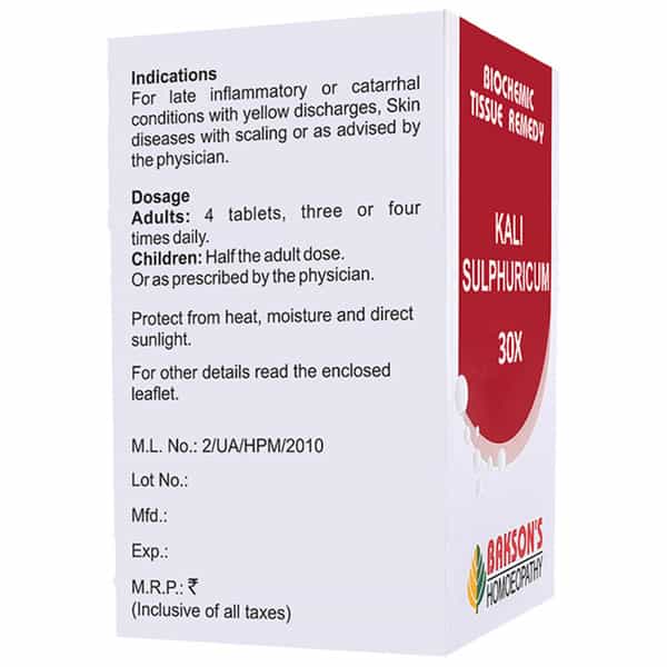Baksons Homoeopathy Kali Sulphuricum Biochemic Tablet 30X 250 No's