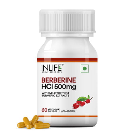 Inlife Berberine Hcl 500mg Supplements With Milk Thistle & Turmeric Extract - 60 Veg Capsules