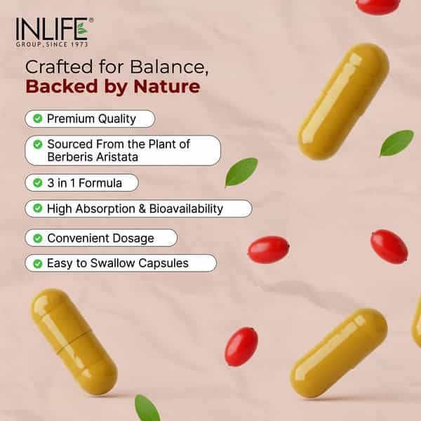 Inlife Berberine Hcl 500Mg With Milk Thistle Liver & Blood Sugar Support - 60 Capsules