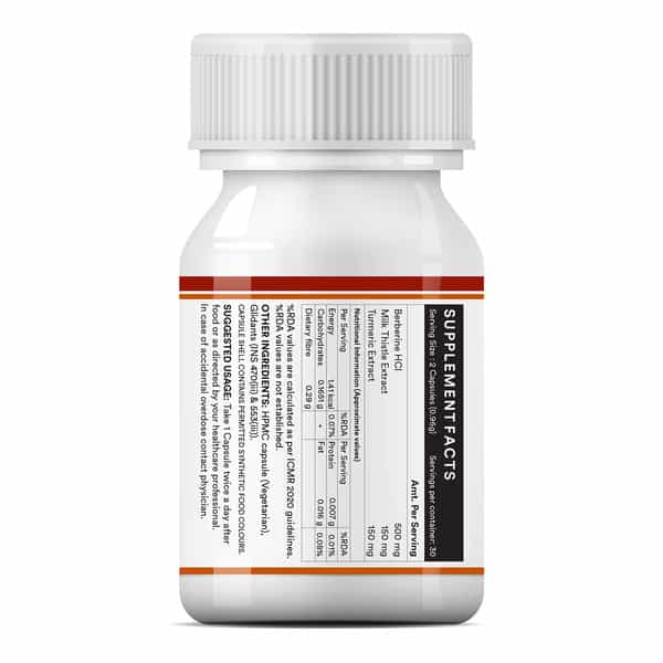 Inlife Berberine Hcl 500Mg Supplements With Milk Thistle & Turmeric Extract - 60 Veg Capsules