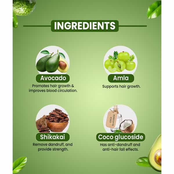 Sheopal's Avocado Shampoo For Smooth & Nourished-Looking Hair | 200Ml