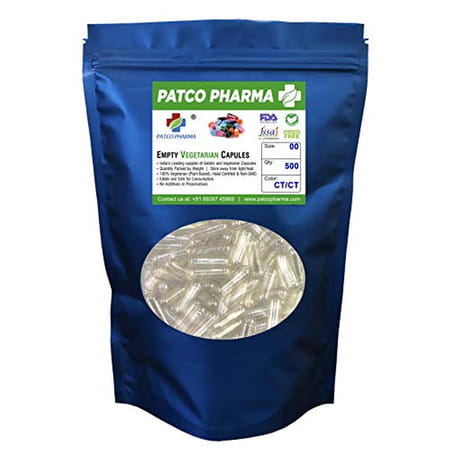 Patco Pharma- Size 00 Transparent Empty Vegetarian Pill Capsule|Diy Powder Filling (Pack Of 500 Pcs)
