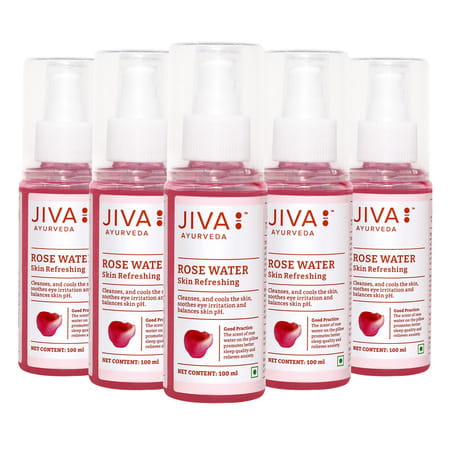 Jiva Rose Water Plain 100ml (Pack Of 5) | Pure Gulab Jal | For All Skin Types | Natural Skin Toner
