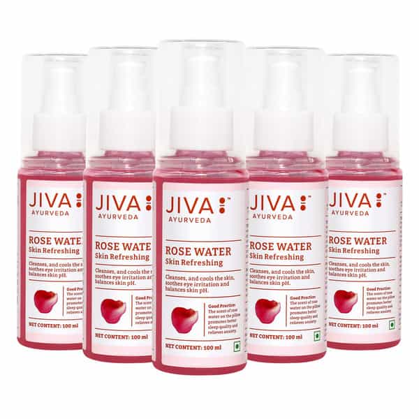 Jiva Rose Water Plain 100Ml (Pack Of 5) | Pure Gulab Jal | For All Skin Types | Natural Skin Toner
