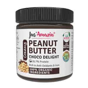 Jus Amazin Creamy Organic Peanut Butter - Choco Delight (200g) No Refined Sugar
