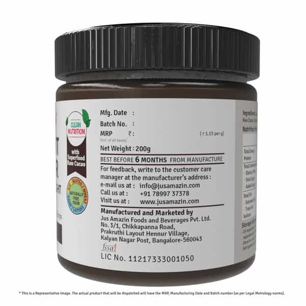 Jus Amazin Creamy Organic Peanut Butter - Choco Delight (200G) No Refined Sugar