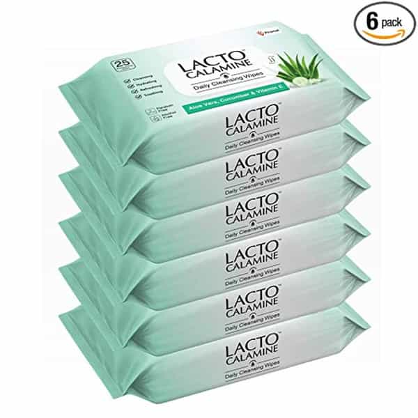 Lacto Calamine Daily Cleansing Face Wipes 100 Count | Pack Of 4