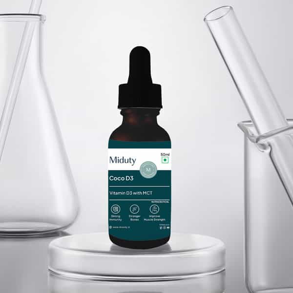 Miduty Coco D3 - Vitamin D3 - Mct Oil - Bones - Immunity - Kids Adult - High Absorption - 50 Ml