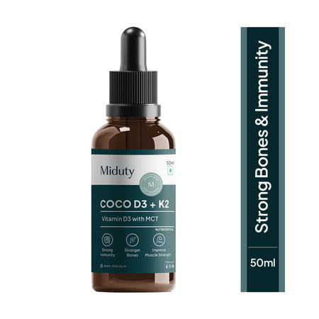 Miduty Coco D3 - Vitamin D3 - Mct Oil - Bones - Immunity - Kids Adult - High Absorption - 50 Ml