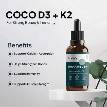 Miduty Coco D3 - Vitamin D3 - Mct Oil - Bones - Immunity - Kids Adult - High Absorption - 50 Ml