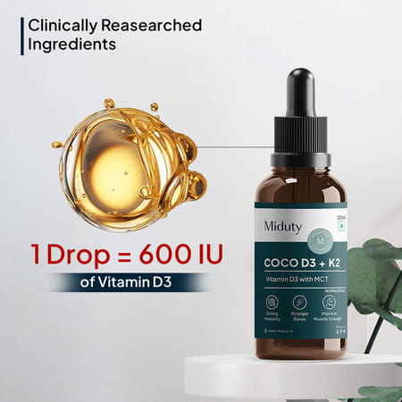Miduty Coco D3 - Vitamin D3 - Mct Oil - Bones - Immunity - Kids Adult - High Absorption - 50 Ml