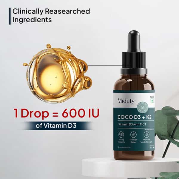 Miduty Coco D3 - Vitamin D3 - Mct Oil - Bones - Immunity - Kids Adult - High Absorption - 50 Ml