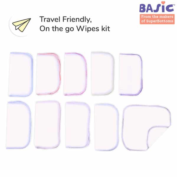 Basic 100% Cotton Terry Face Towel/Washcloth For Baby. Extra Soft Napkin For Baby Bums. (Pack Of 15)