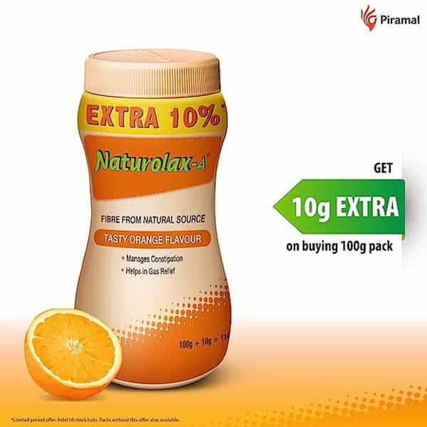 Naturolax A Isabgol Husk Powder | Effective For Constipation | Orange Flavour | 300 Gms -Pack Of 2