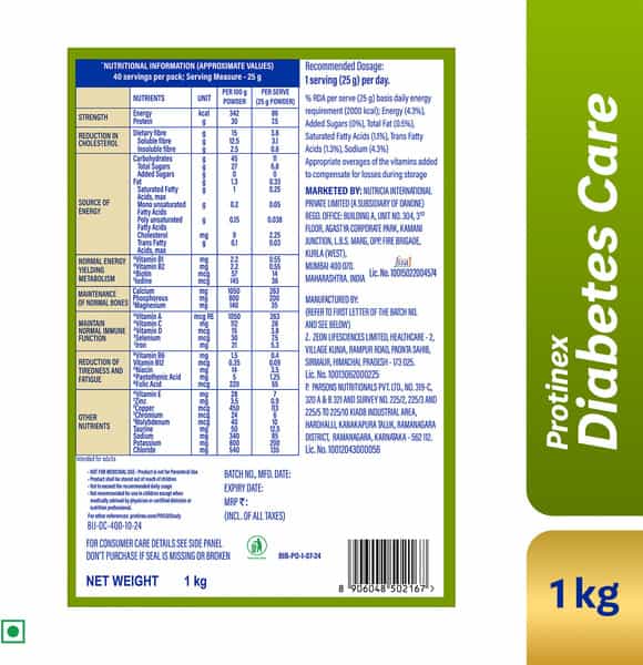 Protinex Diabetes Care | Creamy Vanilla Flavour Nutrition Drink Powder | Box 1 Kg