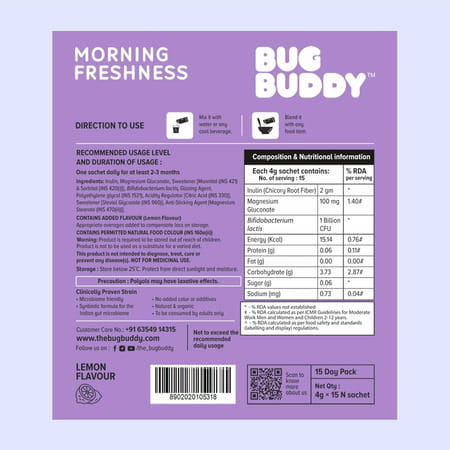 Bug Buddy Morning Freshness | Gut Cleanse Detox | 15-Day Pack