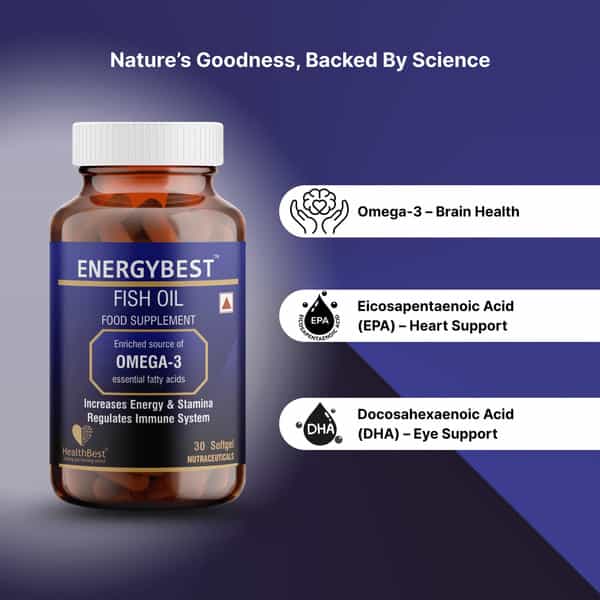 Healthbest Fish Oil Capsules Enriched Source Of Omega-3 Epa Dha 1000Mg - 30 Softgel