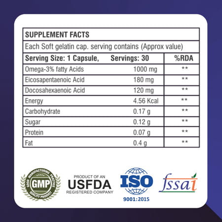 Healthbest Energybest Fish Oil Enriched Source Of Omega-3 Epa Dha 1000mg- 30 Softgel Capsules