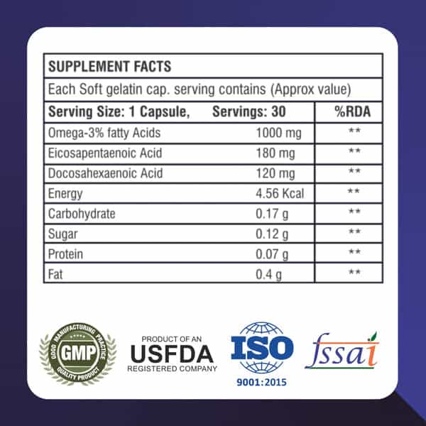 Healthbest Fish Oil Capsules Enriched Source Of Omega-3 Epa Dha 1000Mg - 30 Softgel